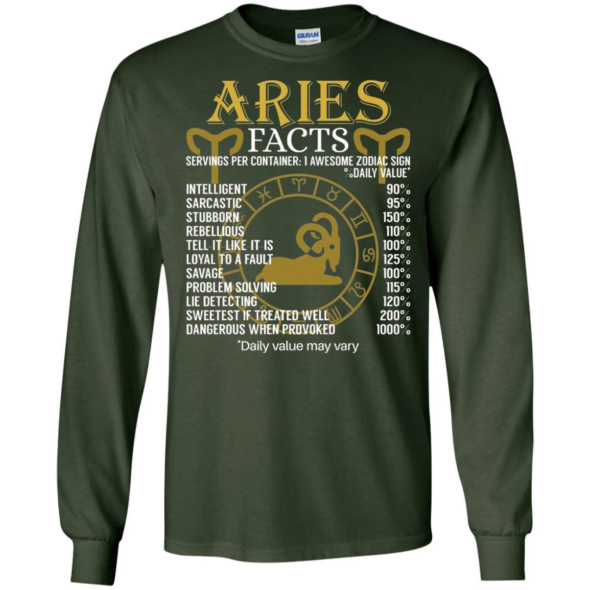 Aries Facts Zodiac Sign T-shirt Forest Green
