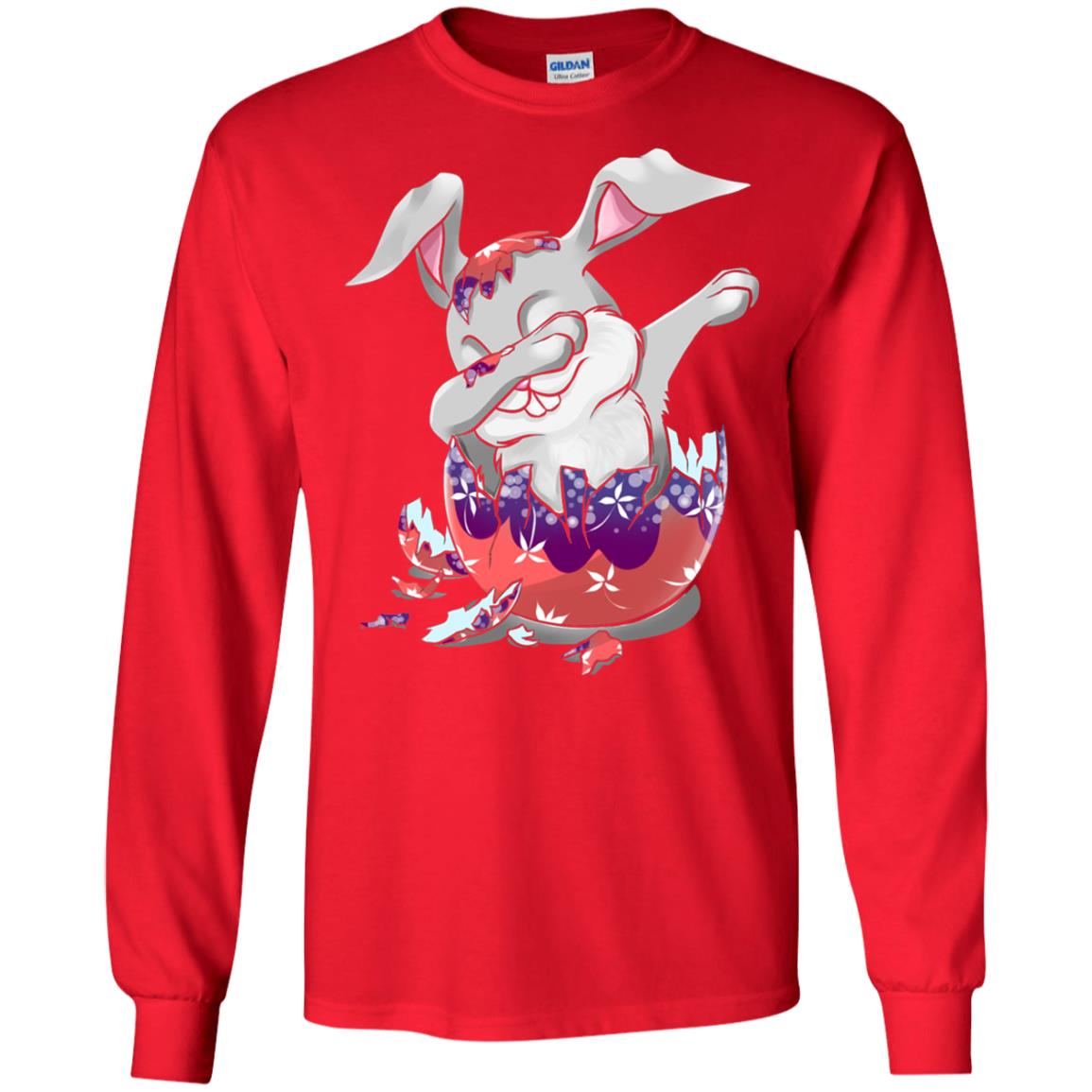 Funny Dabbing Bunny T-shirt For Kids Easter Gift Red