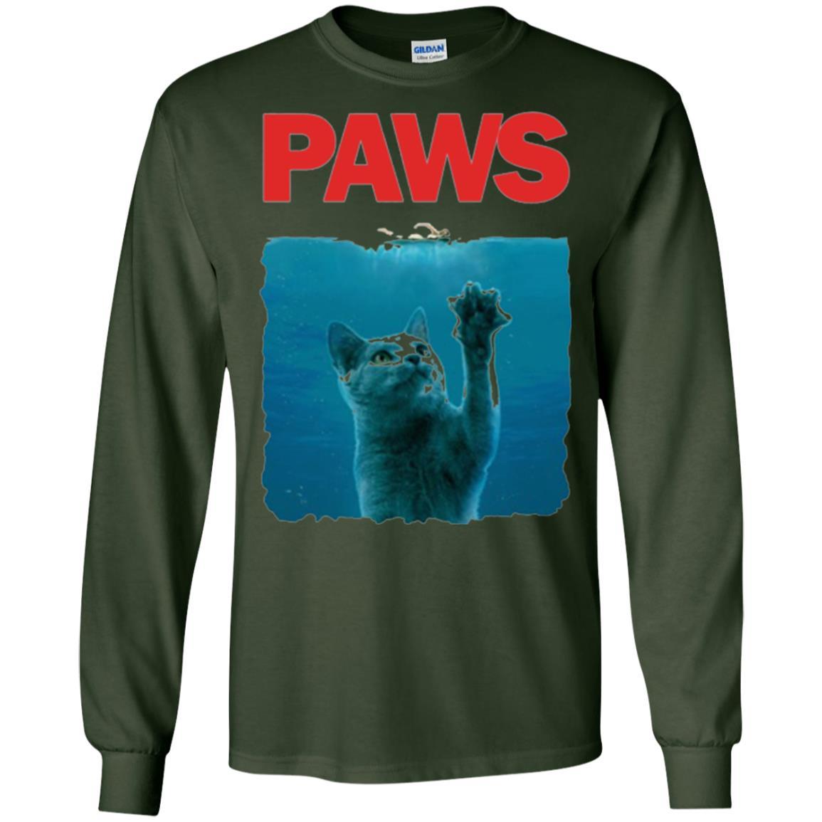 Cat Lover T-shirt Paws Kitten Meow Parody Forest Green
