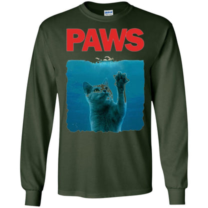 Cat Lover T-shirt Paws Kitten Meow Parody Forest Green