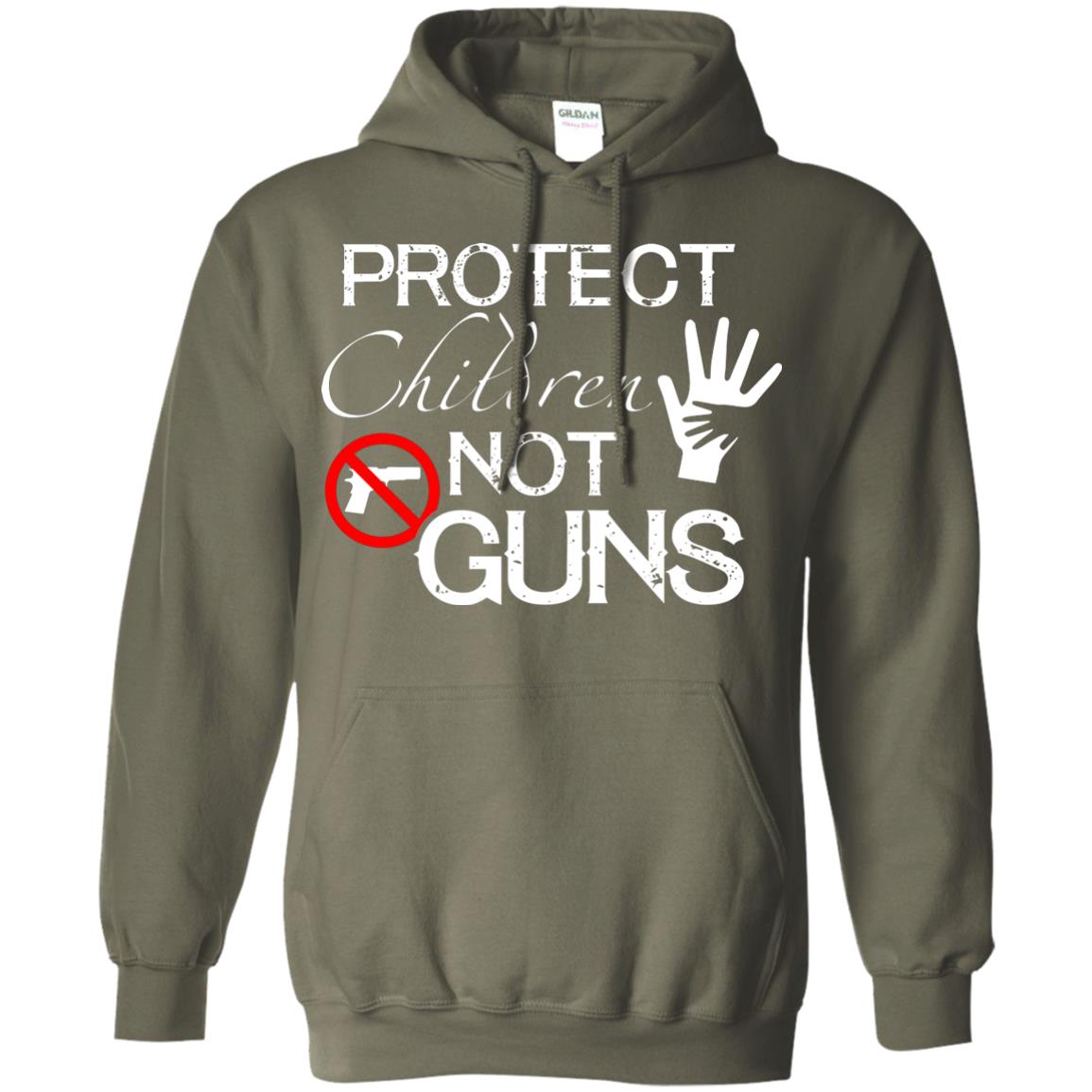 Anti Gun T-shirt Protect Children Not Gun Military Green