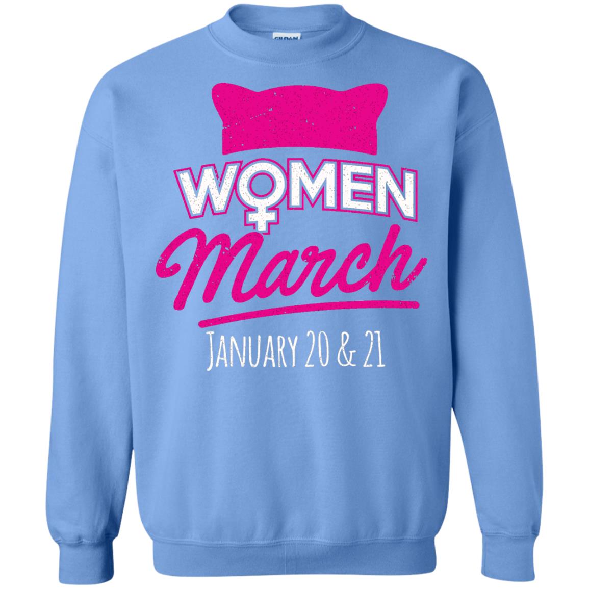 Women's Right T-shirt Women March January 2018 Pussycat Ears Hat Carolina Blue