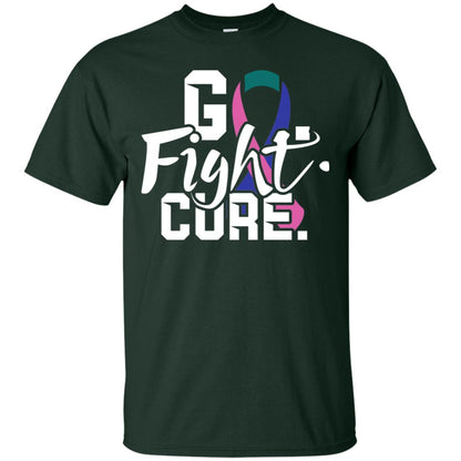 Thyroid Awareness Go Fight Cure Teal Pink Blue Ribbon Shirt Forest