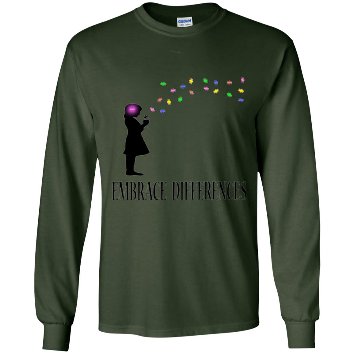 Autism Awareness T-shirt Embrace Differences T-shirt Forest Green