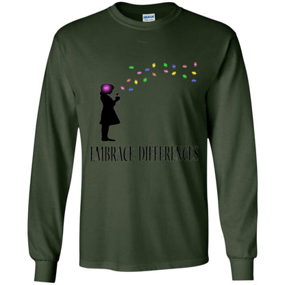 Autism Awareness T-shirt Embrace Differences T-shirt Forest Green