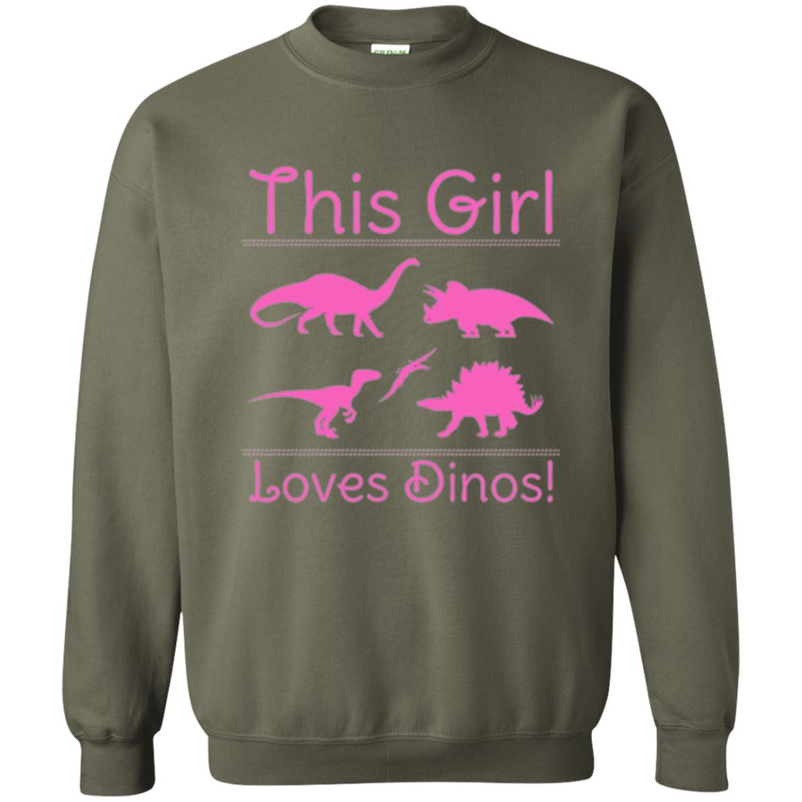 Dinosaur T Shirt This Girl Loves Dinos Military Green