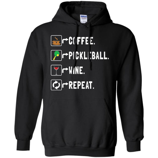 Funny Coffee Lovers T-shirt Pickleball Wine Repeat Black