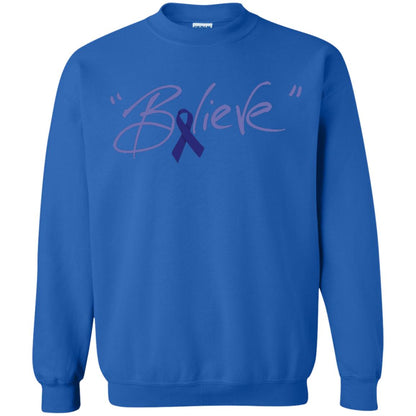 Colon Cancer Awareness Shirt Dark Blue Ribbon Believe Royal