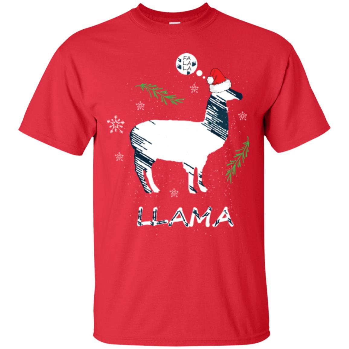 Christmas T-shirt Fa La La La Llama T-shirt Red