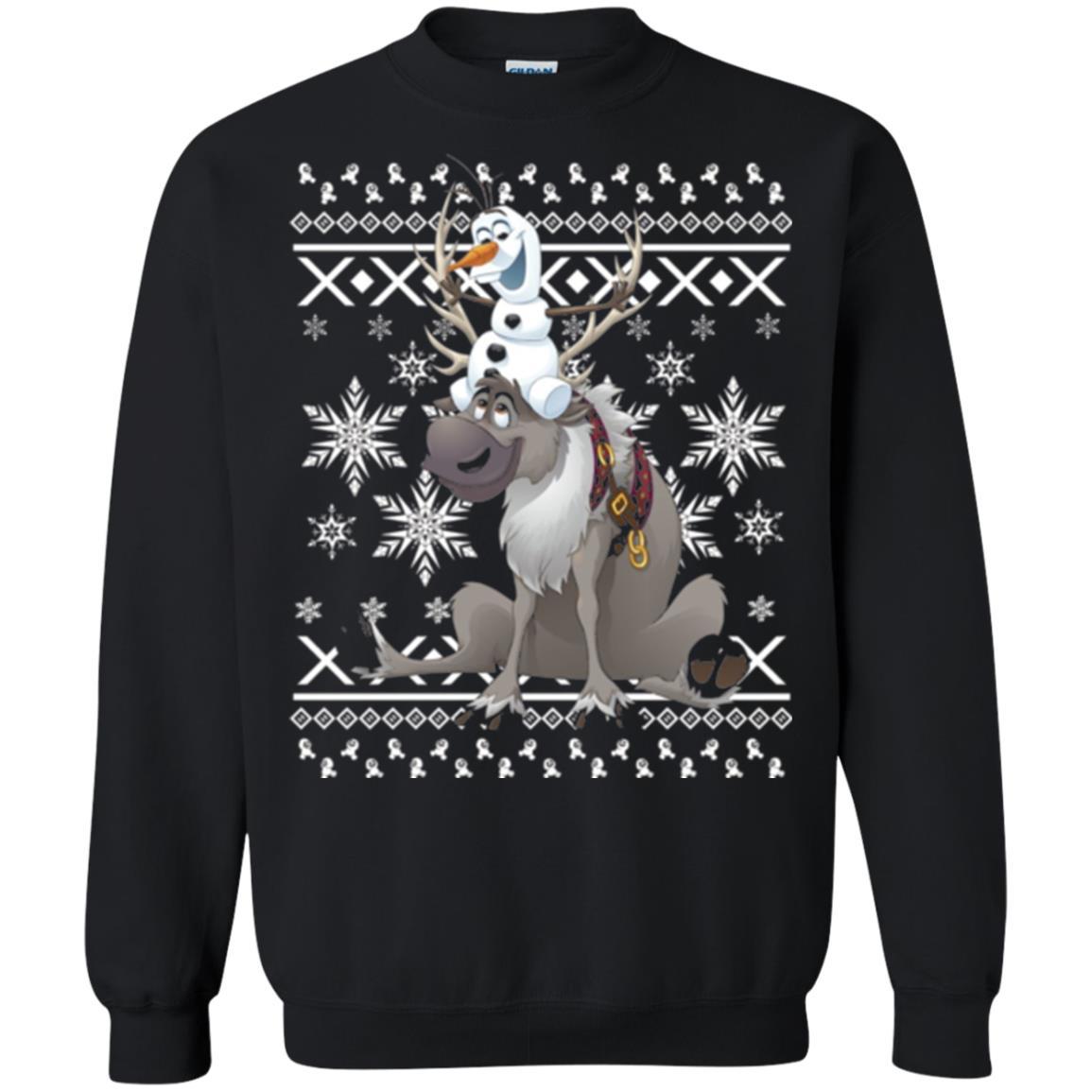 Film T-shirt Frozen Olaf Sven Riding Antler Black