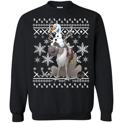 Film T-shirt Frozen Olaf Sven Riding Antler Black
