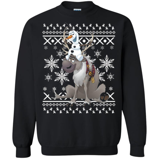 Film T-shirt Frozen Olaf Sven Riding Antler Black