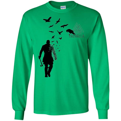 Vikings Axe Ragnar Lothbrok Flock Of Ravens Valhalla Symbol T-shirt Irish Green