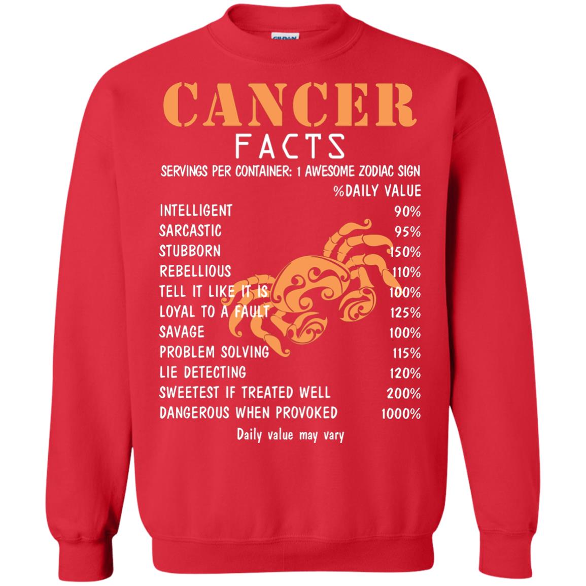 Cancer Facts 1 Awesome Zodiac Sign Gift Shirt For Cancer Horoscope Red