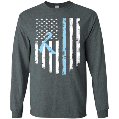 Ribbon American Flag Prostate Cancer Awareness Shirt Dark Heather