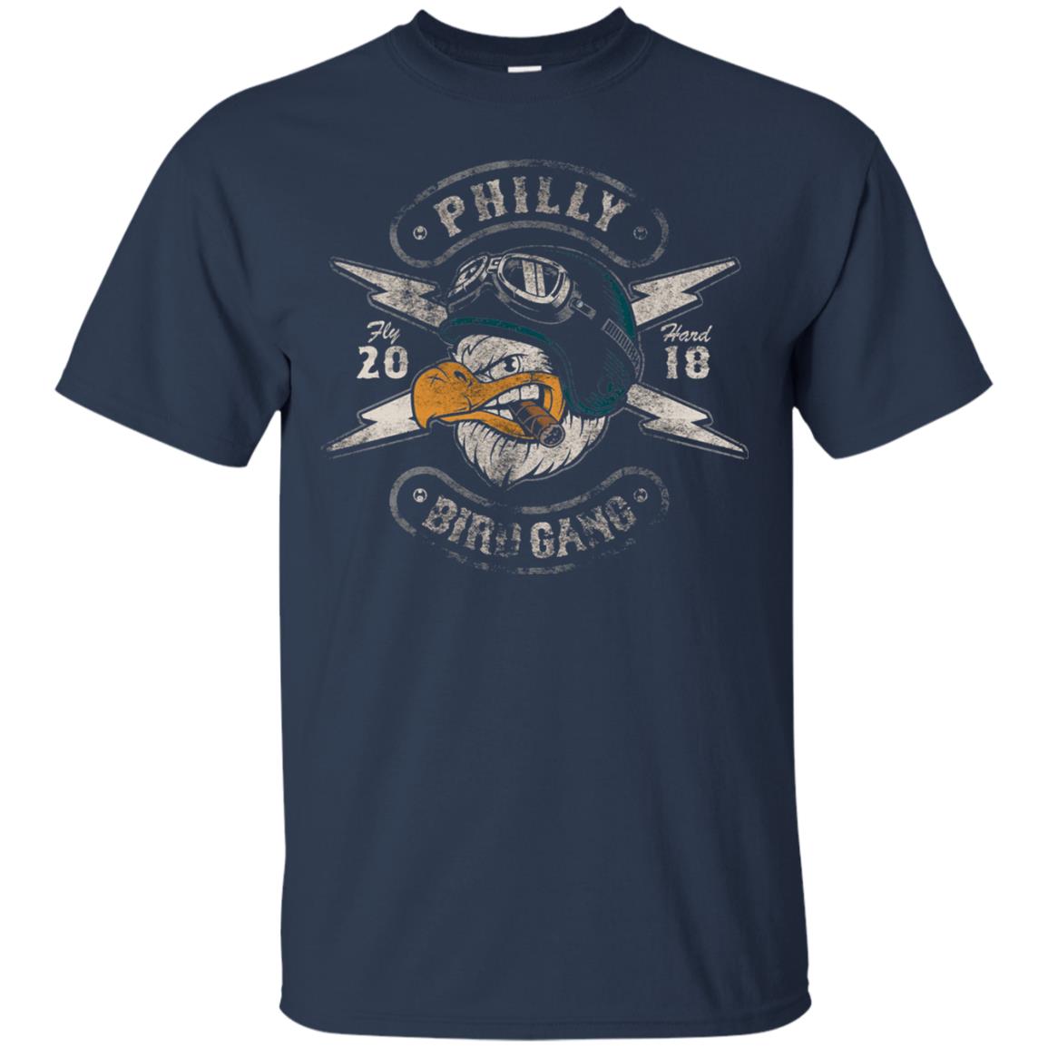 Bird Gang Eagles T-shirt Vintage Distressed Navy