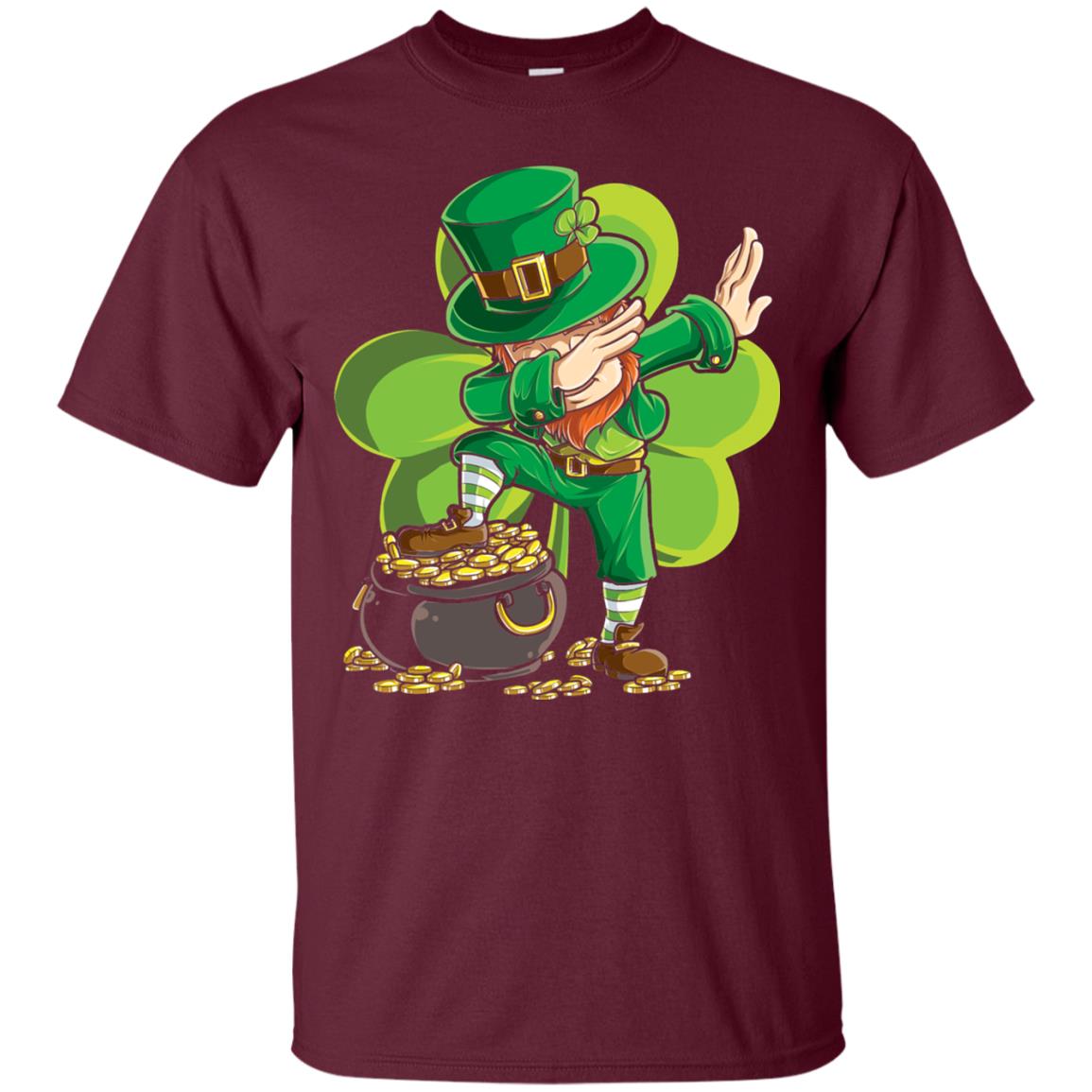 Dabbing Leprechaun St Patricks Day T-shirt Maroon
