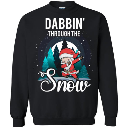 Christmas T-shirt Santa Claus Dabbing Through The Snow Black