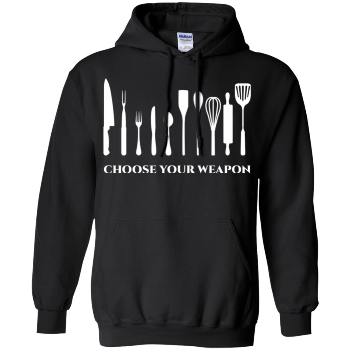 Chef Kitchen Cutlery T-shirt Choose Your Weapon Black