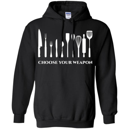 Chef Kitchen Cutlery T-shirt Choose Your Weapon Black