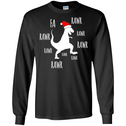 Christmas T-shirt Fa Rawr Rawr Funny T-rex Dinosaur Black
