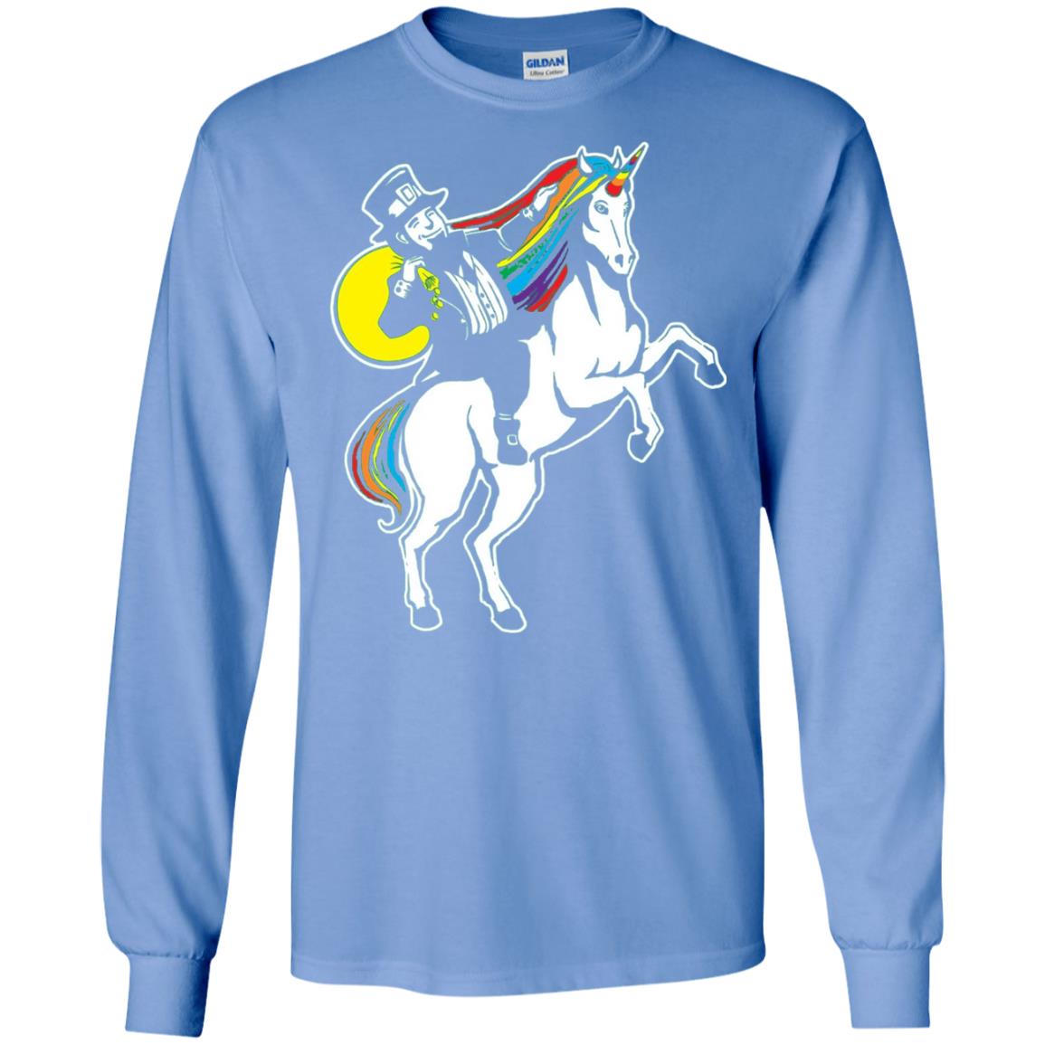 Lepricorn Leprechaun Riding Unicorn St Patrick_s Day T-shirt Carolina Blue