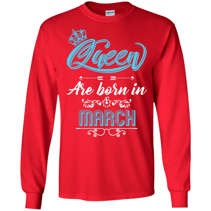 Brithday T-Shirt Queen Are Born In March Red