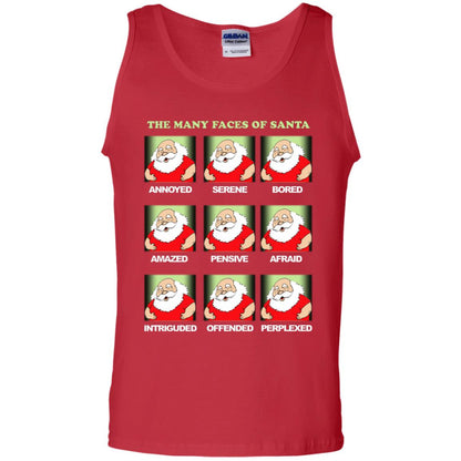 The Many Faces Of Santa Humor X-mas Gift Shirt Red