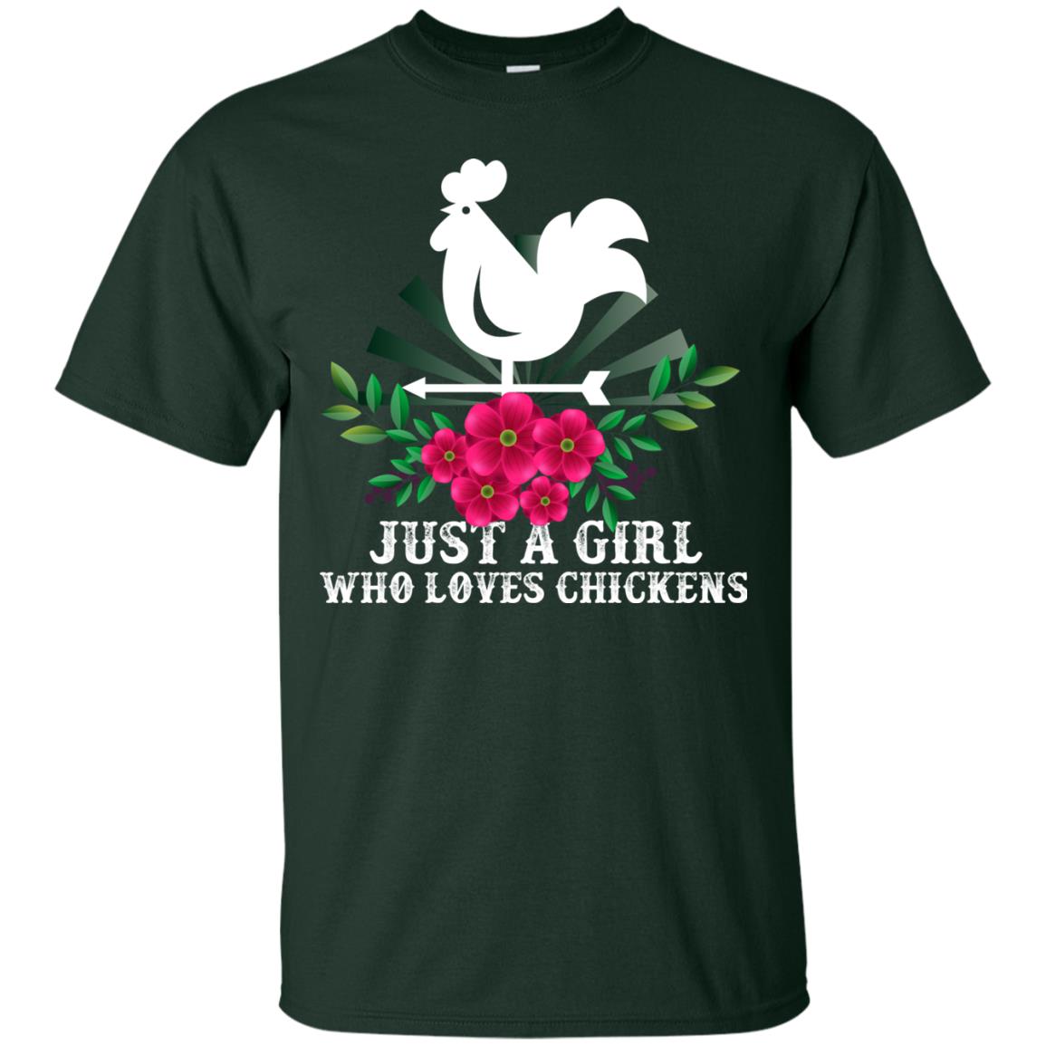 Just A Girl Who Loves Chickens Best Gift Chicken Shirt For Girls Forest