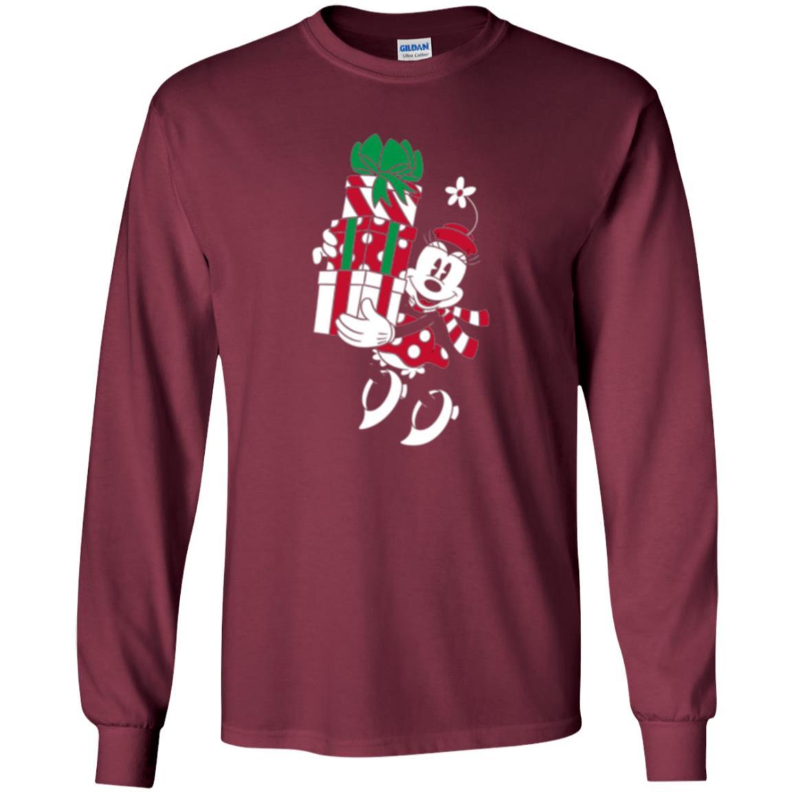 Christmas T-shirt Disney Minnie Mouse Christmas Gifts Maroon