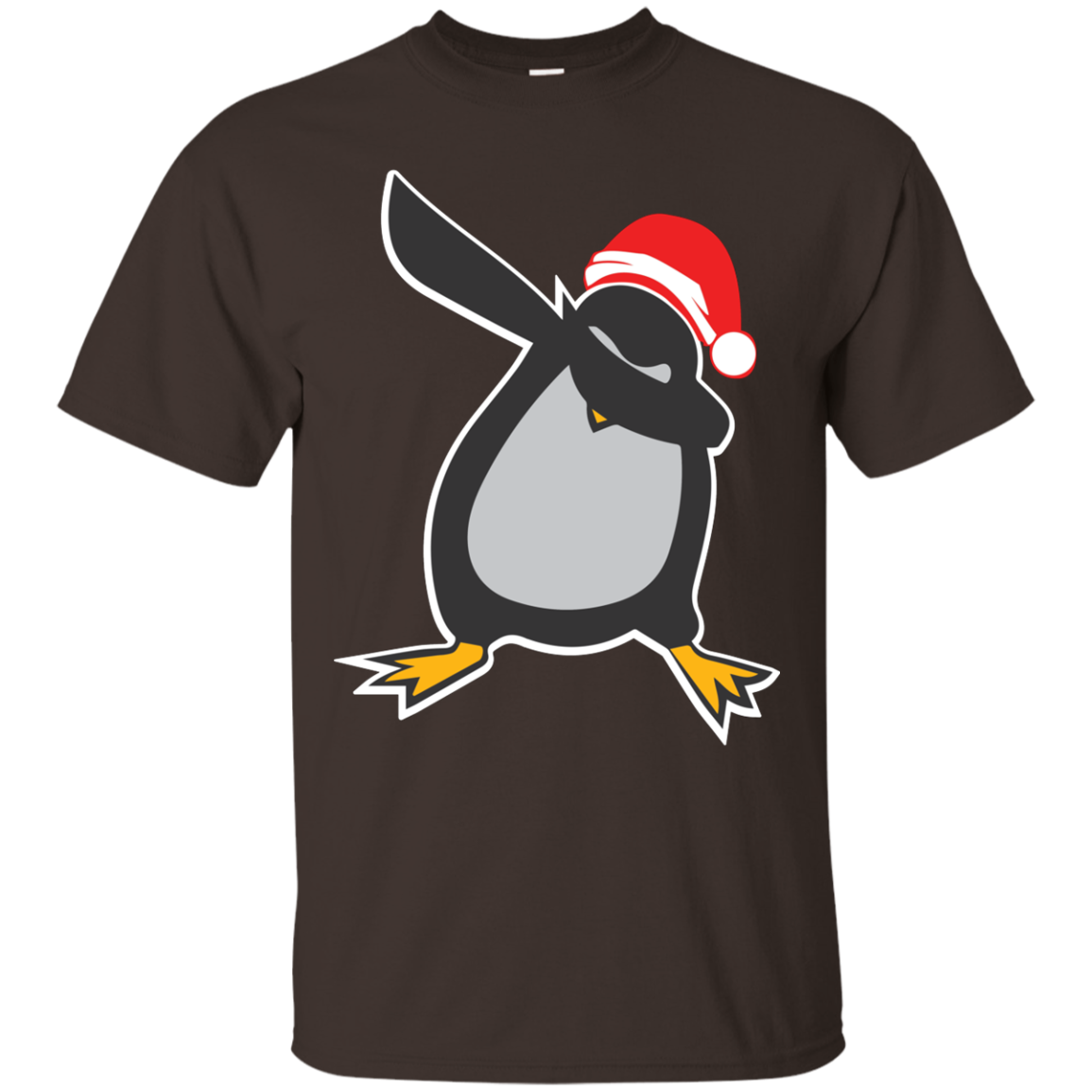 Christmas T-Shirt Dabbing Penguin Dark Chocolate