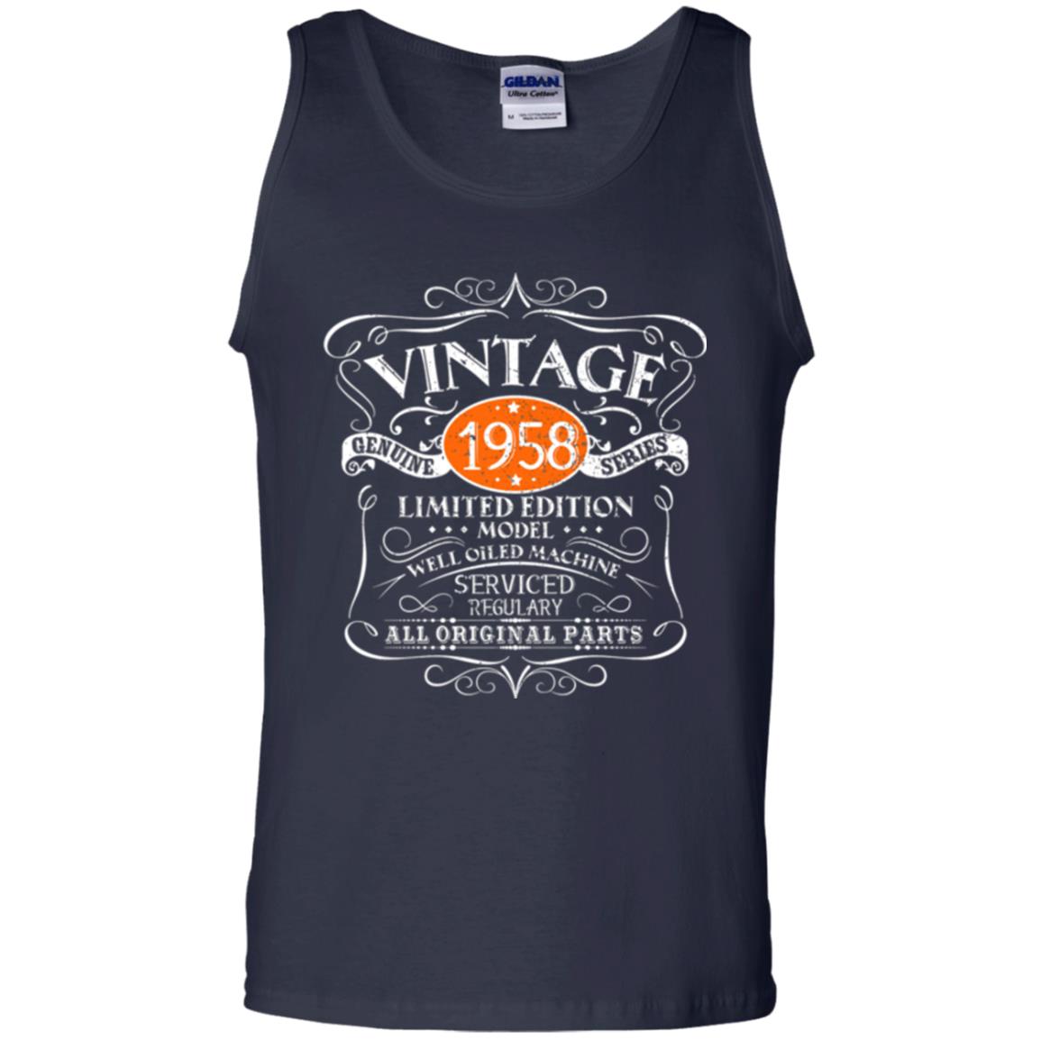 Vintage 60th Birthday T-shirt 1958 All Original Parts Navy