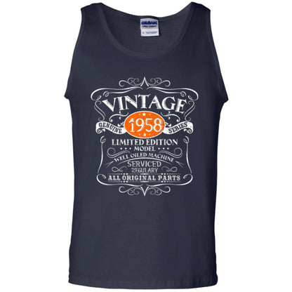 Vintage 60th Birthday T-shirt 1958 All Original Parts Navy