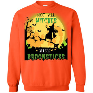 Not All Witches Ride Broomsticks Witches Ride Skateboard Funny Halloween ShirtG180 Gildan Crewneck Pullover Sweatshirt 8 oz.