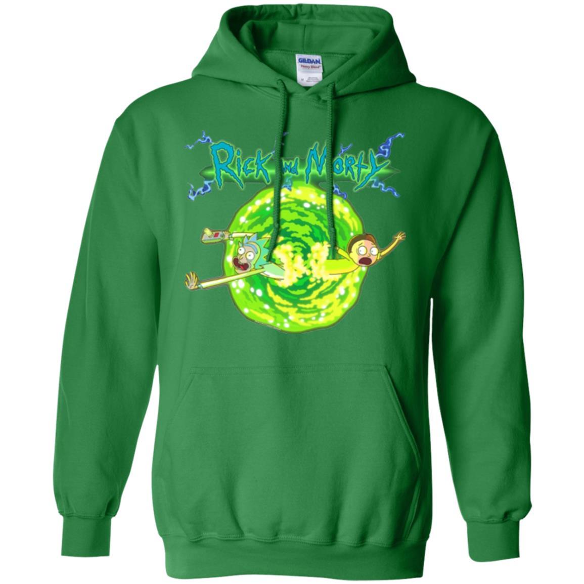 Rick Morty T-shirt Portal Glow Lightning Logo Irish Green