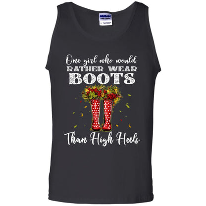 One Girl Who Would Rather Wear Boots Than High Heels Shirt Black