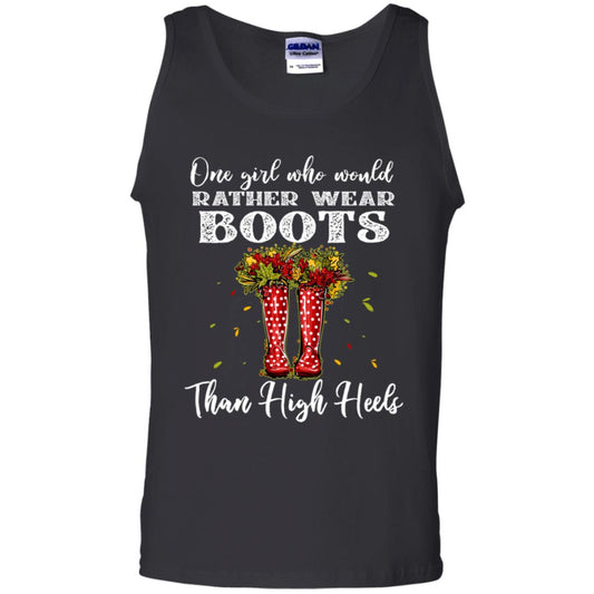 One Girl Who Would Rather Wear Boots Than High Heels Shirt Black