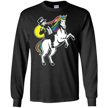Lepricorn Leprechaun Riding Unicorn St Patrick_s Day T-shirt Black