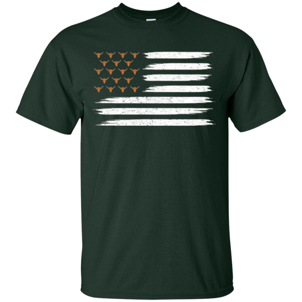 Vintage Texas United Longhorn Flag T-shirt Forest Green