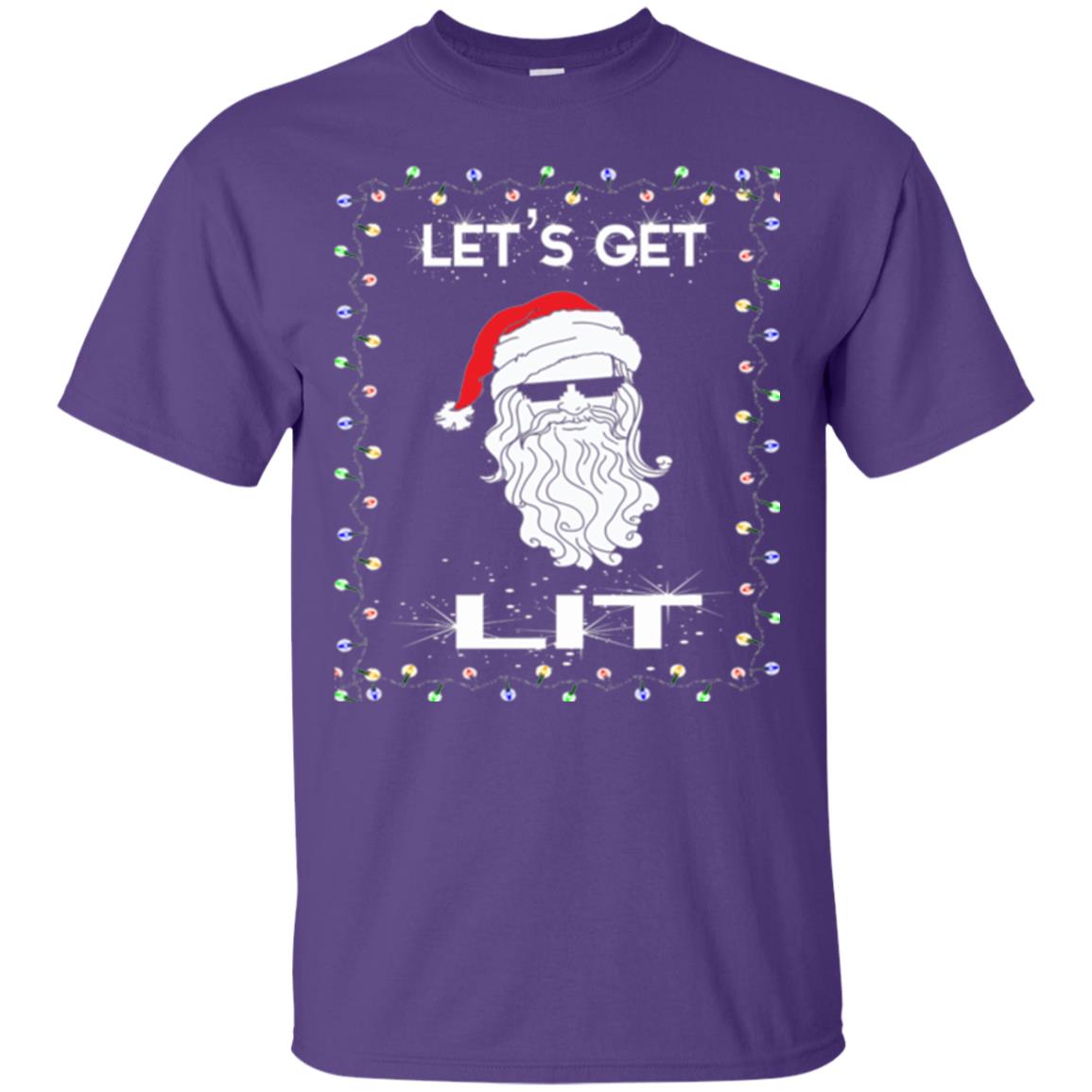 Christmas T-shirt Let_s Get Lit Purple