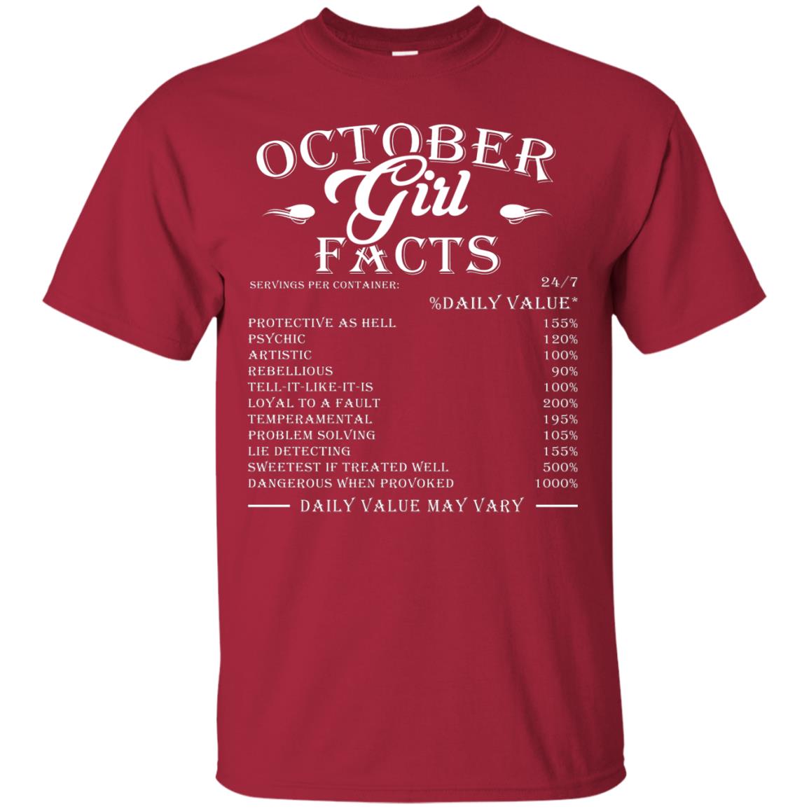 October Girl Facts Facts T-shirt Cardinal