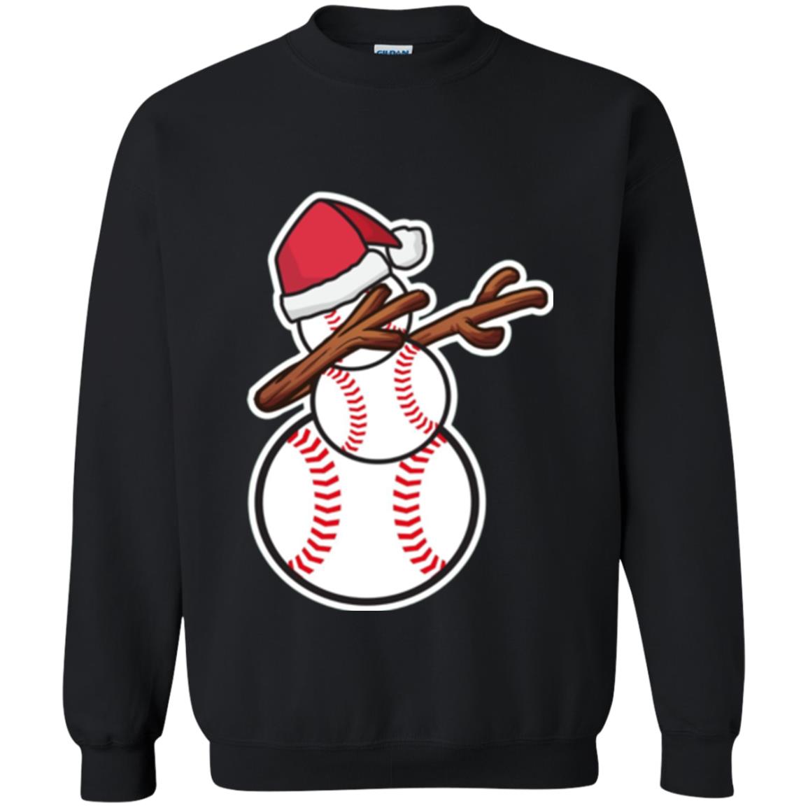Christmas T-shirt Dabbing Snowman Baseball Black