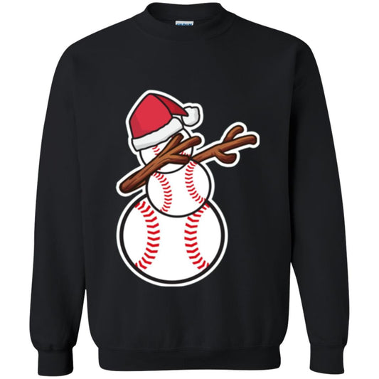 Christmas T-shirt Dabbing Snowman Baseball Black