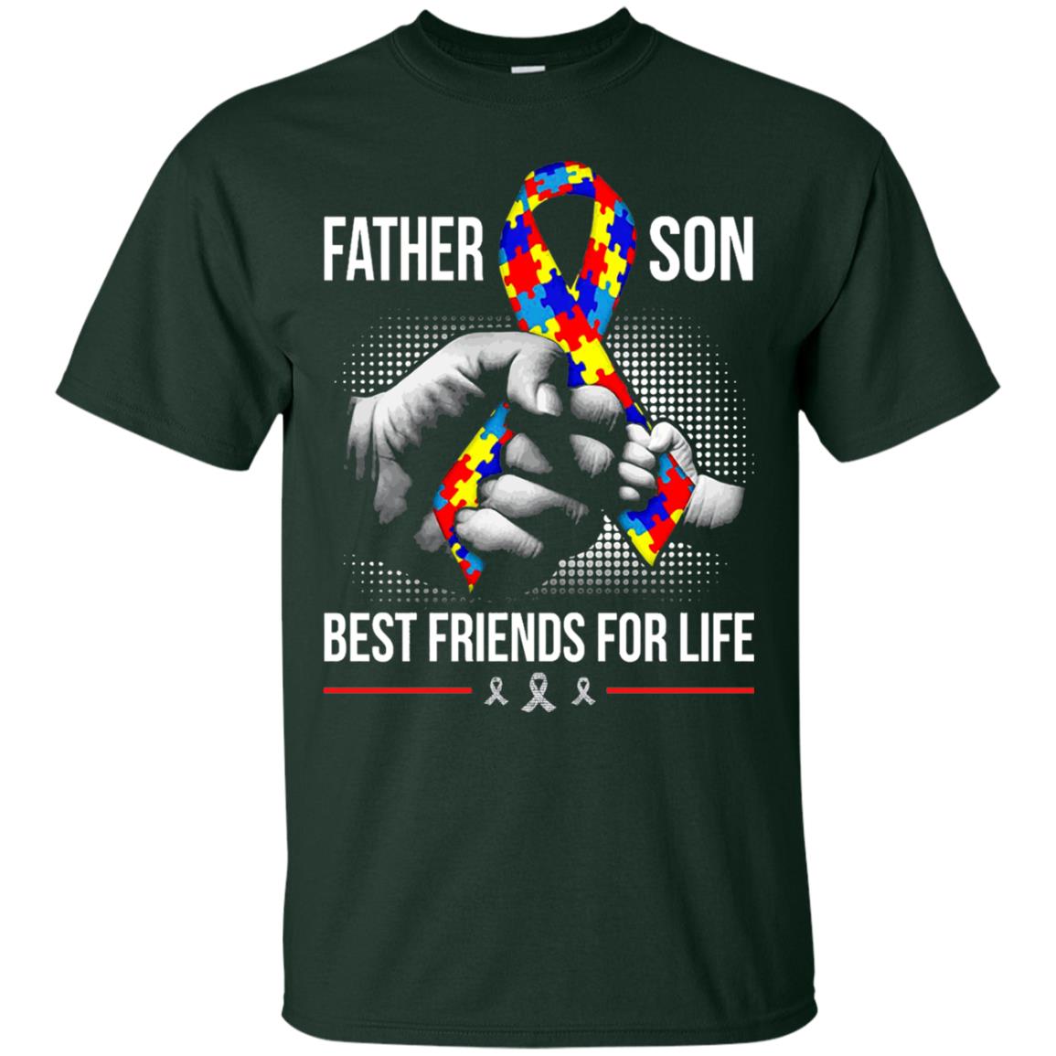 Father And Son Best Friends For Life Autism Awareness T-shirt Forest