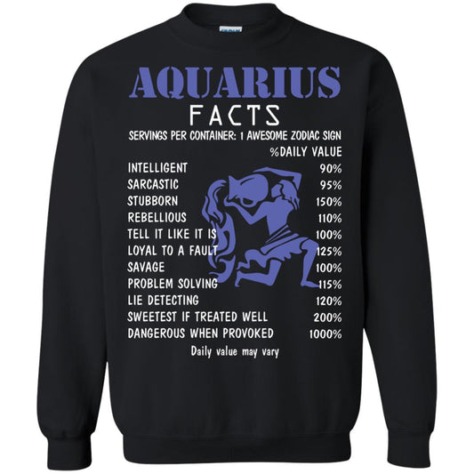 Aquarius Facts 1 Awesome Zodiac Sign Gift Shirt Fo Aquarius Horoscope Black