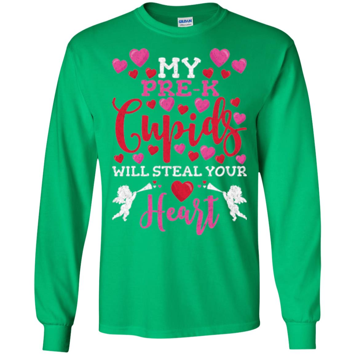 Teacher Valentines Day Shirt My Pre-k Cupids Will Steal Your Heart Irish Green
