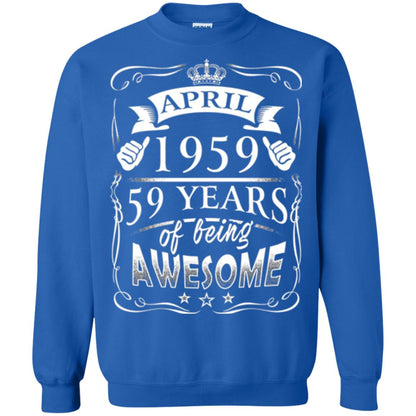 59th Birthday T-shirt April 1959 59 Years Of Being Awesome Royal