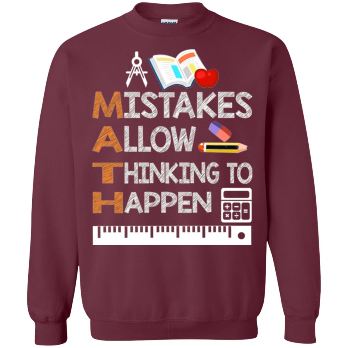 Math Lover T-shirt Mistakes Allow Thinking To Happen Maroon