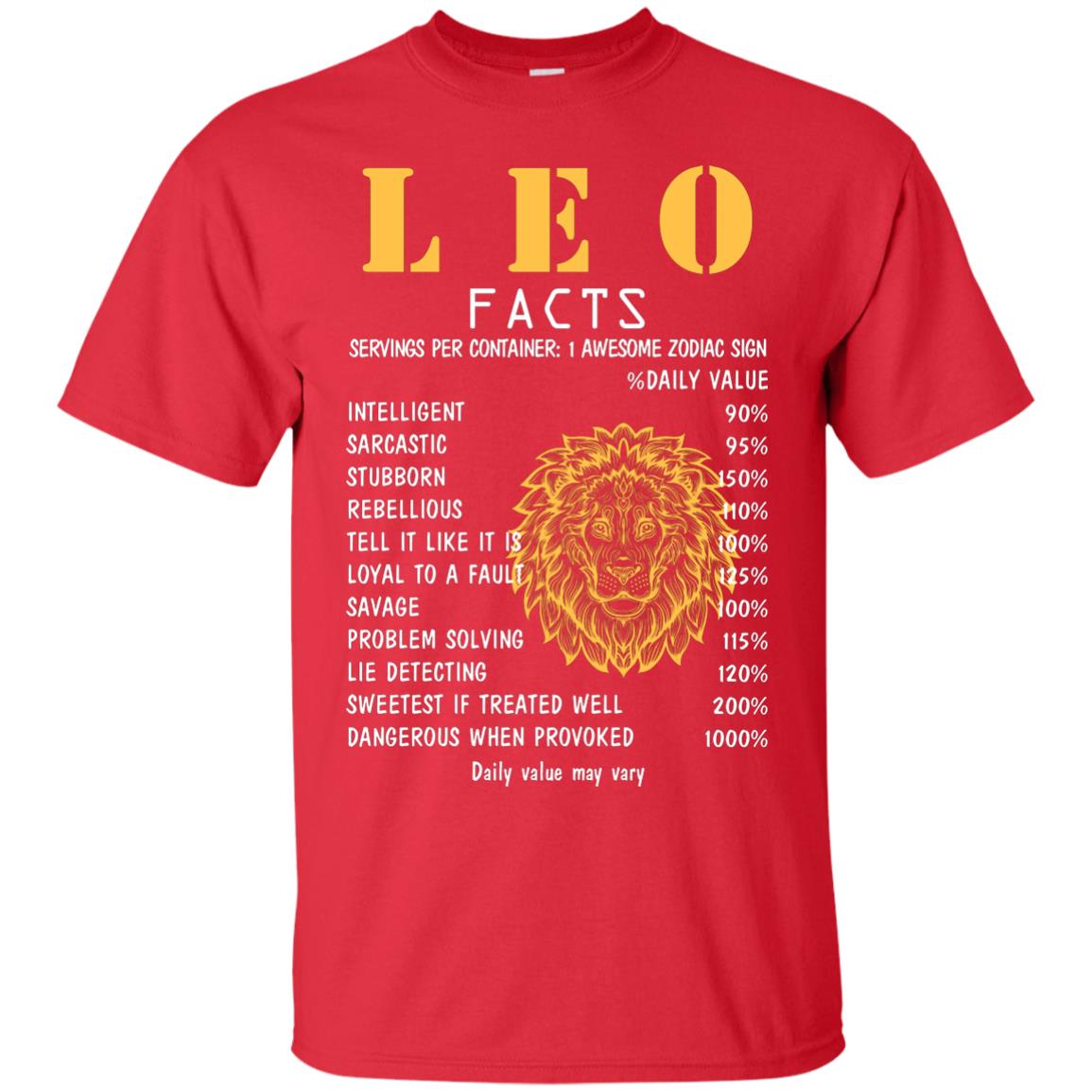 Leo Facts 1 Awesome Zodiac Sign Gift Shirt For Leo Horoscope Red