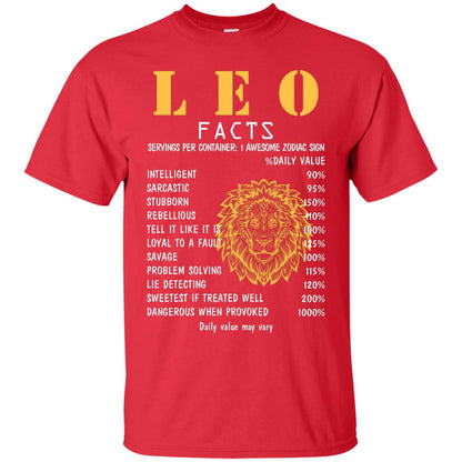 Leo Facts 1 Awesome Zodiac Sign Gift Shirt For Leo Horoscope Red